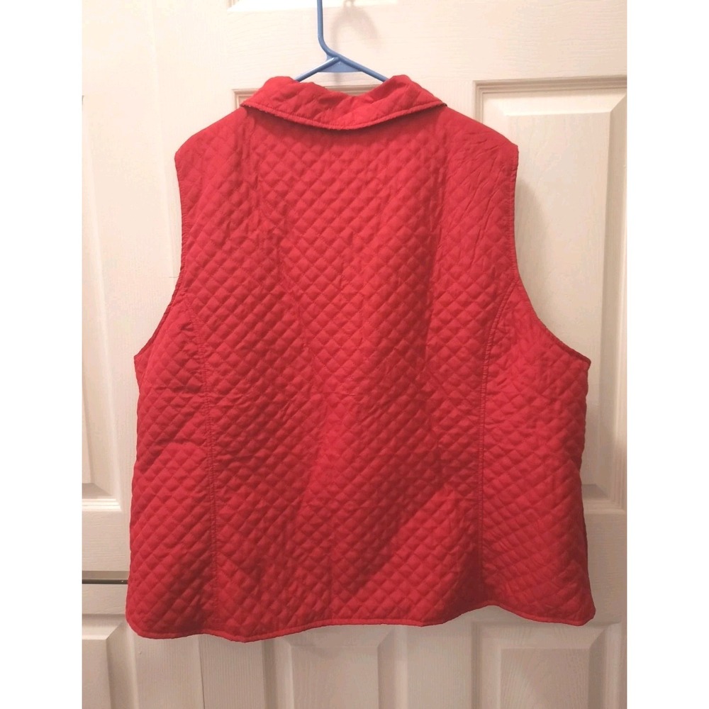 Kim Rogers Red Quilted Zip Up Vest Womens Size 3X Fall Winter Preppy - Picture 5 of 7